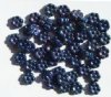 50 8mm Opaque Dark Blue Lustre Flower Beads